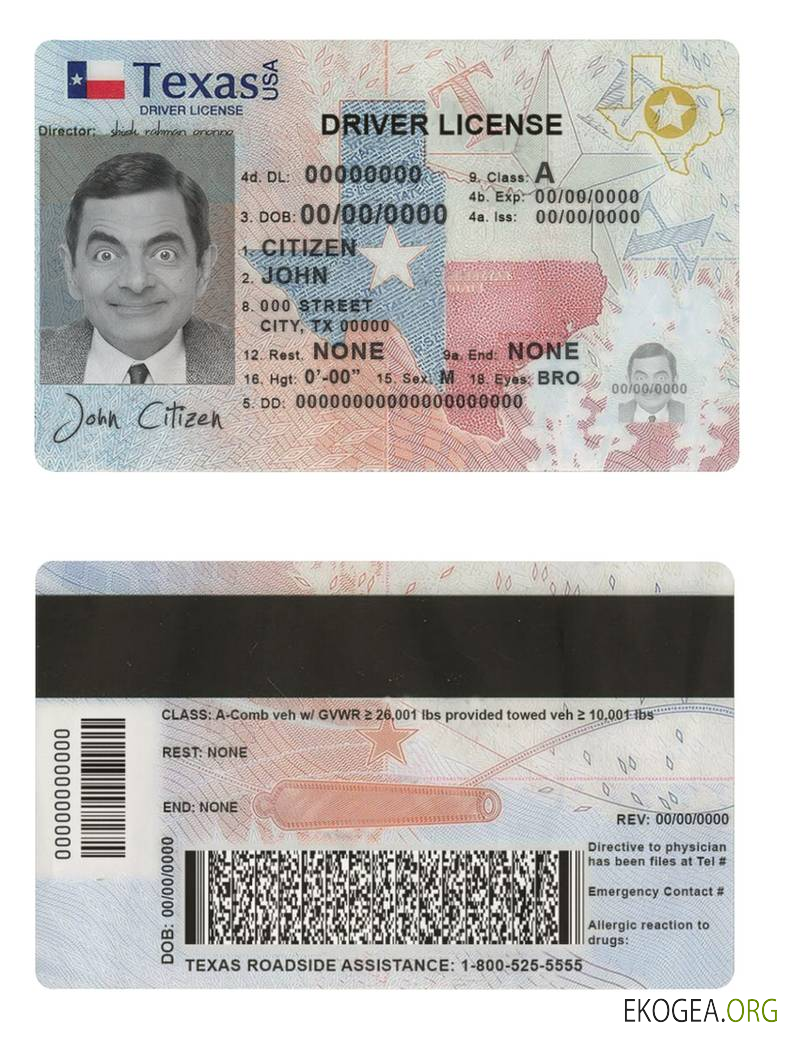 USA Texas driving license template in PSD format, fully editable (2020 – present)